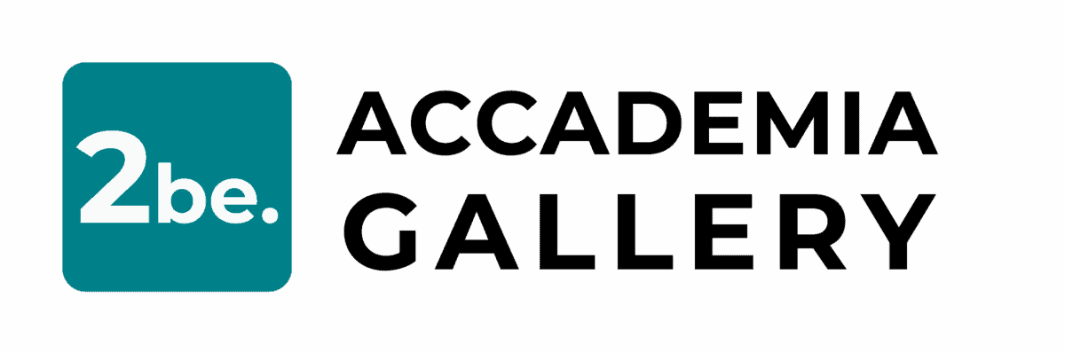 Logo galerie Accademia s ikonou "2be".